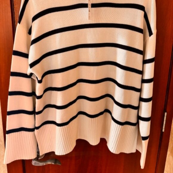 NWT J.Crew wide-hem sweaters ivory antique navy stripe Size Medium - Picture 7 of 7